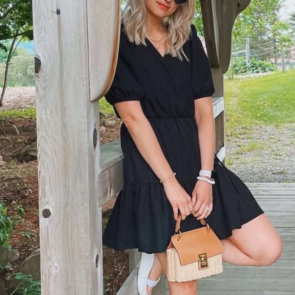 & Other Stories puff sleeve wrap mini dress